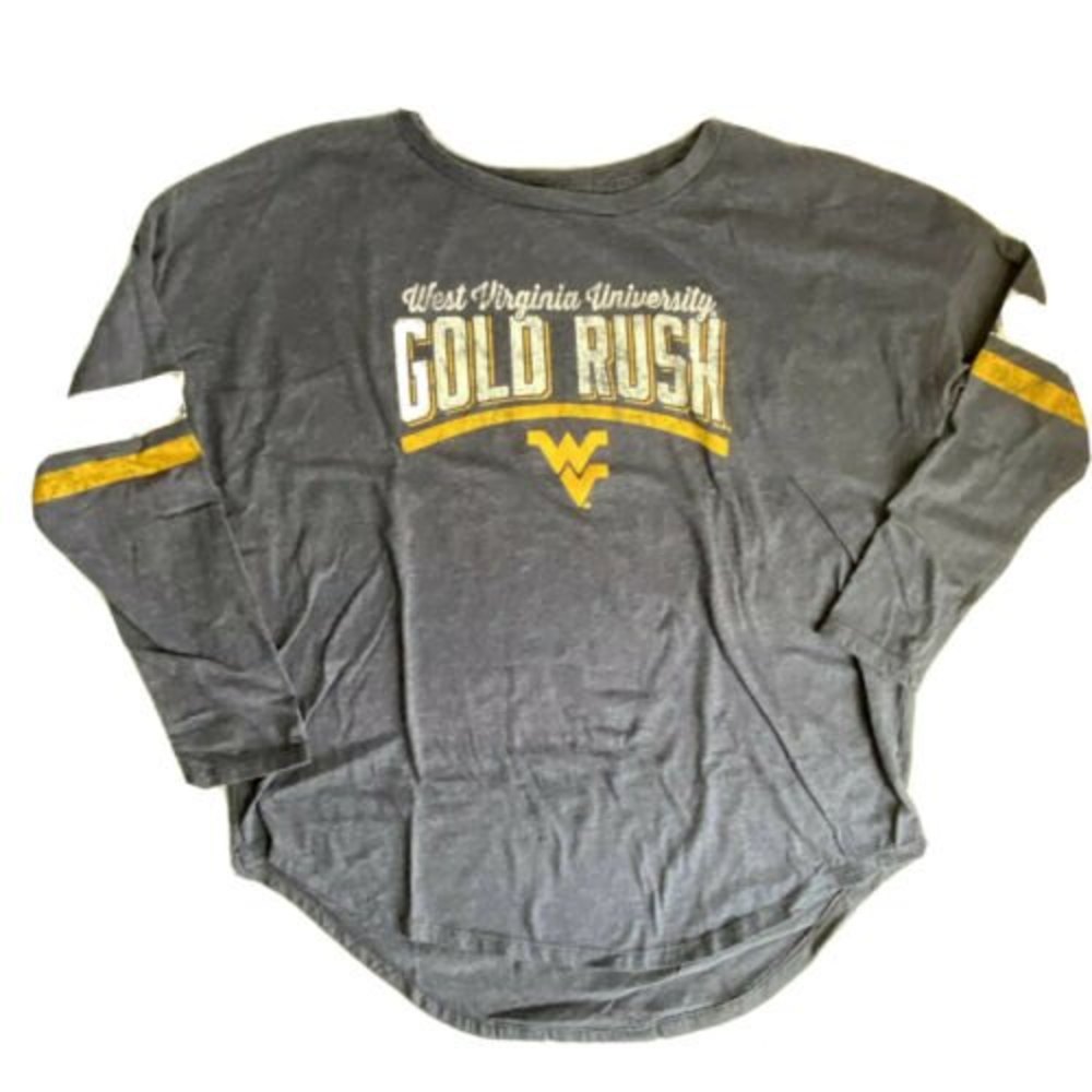 WVU West Virginia Mountaineers Womens L Blue Long Sleeve Shirt Casual NCAA